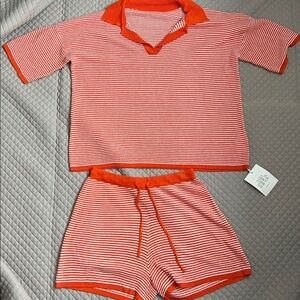 Women's Orange and White Striped Set